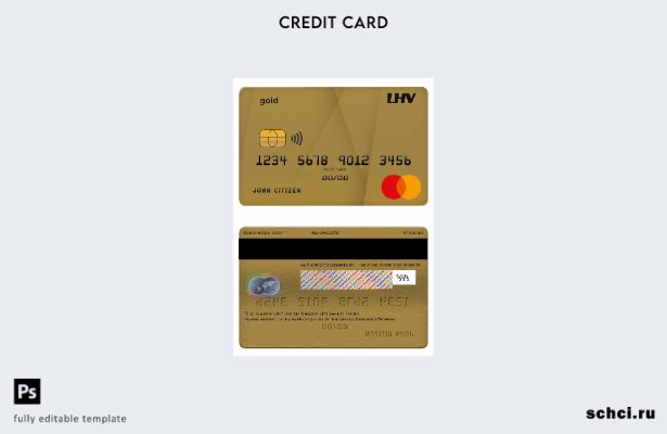 цифровая загрузка шаблона Mastercard Gold банка LHV в Великобритании